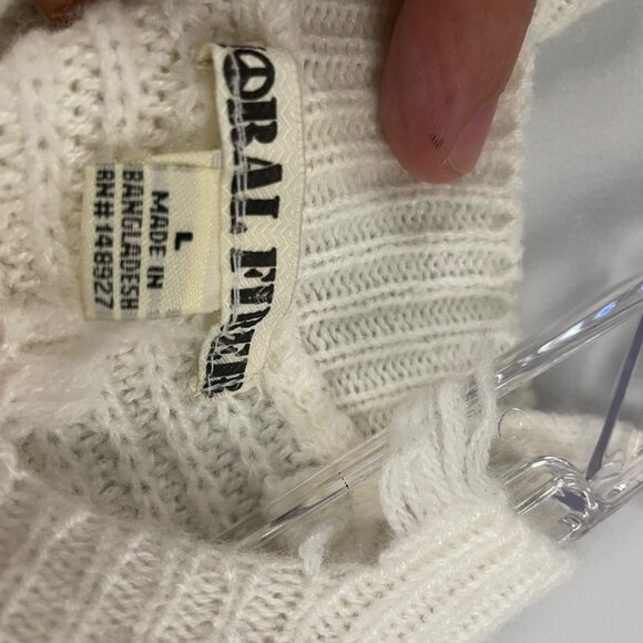 Moral Fiber Womens Striped Knit Sweater V-Neck Distressed Size Large - Picture 8 of 9